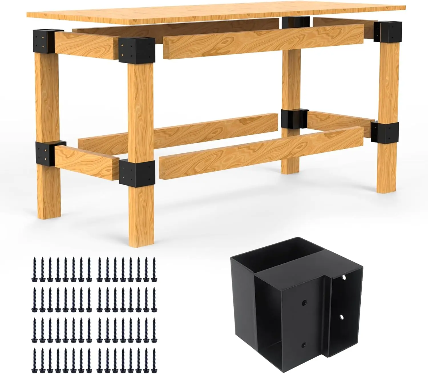 Heavy Duty Steel Workbench Bracket Kit - 8 Pcs 3-Way Right Angle Corner Brackets for DIY Custom Shelving, Work Table
Heavy Duty Steel Workbench Bracket Kit - 8 Pcs 3-Way Right Angle Corner Brackets for DIY Custom Shelving, Work Table