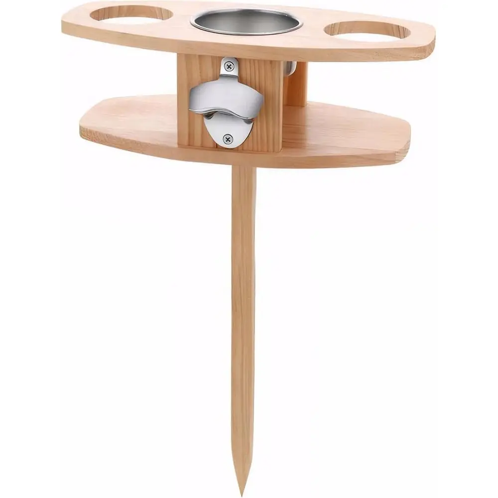 oldable Wooden Wine Picnic Table, Outdoor Stake Table with Cup Holders & Bottle Opener or Camping, Beach, Yard
oldable Wooden Wine Picnic Table, Outdoor Stake Table with Cup Holders & Bottle Opener or Camping, Beach, Yard