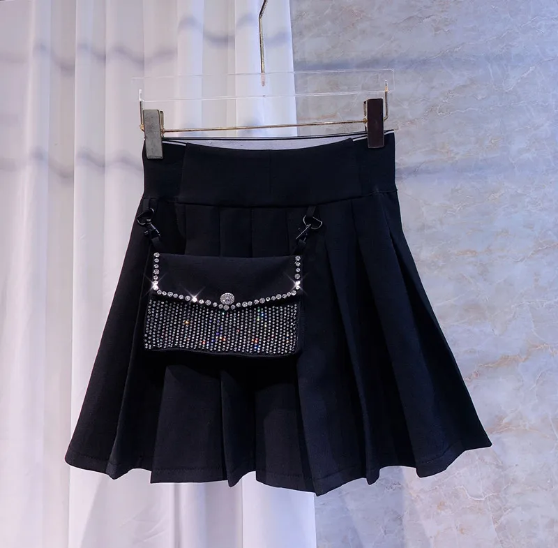 Sparkling Diamond Pocket Design Mini Pleated Skirt Women Elastic waist Fashion Slim Sexy Short Skirt q579
Sparkling Diamond Pocket Design Mini Pleated Skirt Women Elastic waist Fashion Slim Sexy Short Skirt q579