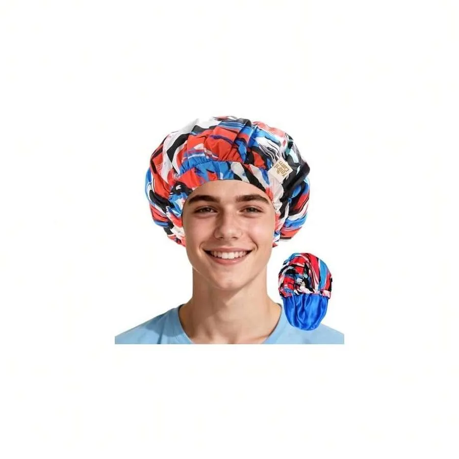 Shower Cap For Men Waterproof Reusable - Fashion Dual-Layer Design, Adjustable Elastic Band For Long and Curly Hair, XL Bath an
Shower Cap For Men Waterproof Reusable - Fashion Dual-Layer Design, Adjustable Elastic Band For Long and Curly Hair, XL Bath an