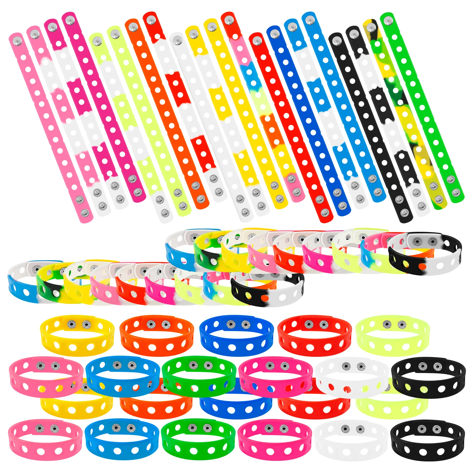 60Pcs Silicone Charm Bracelets with Holes Bracelets Bulk Band for Kids Silicone Wristbands Adjustable Band Bracelet Wristbands
60Pcs Silicone Charm Bracelets with Holes Bracelets Bulk Band for Kids Silicone Wristbands Adjustable Band Bracelet Wristbands