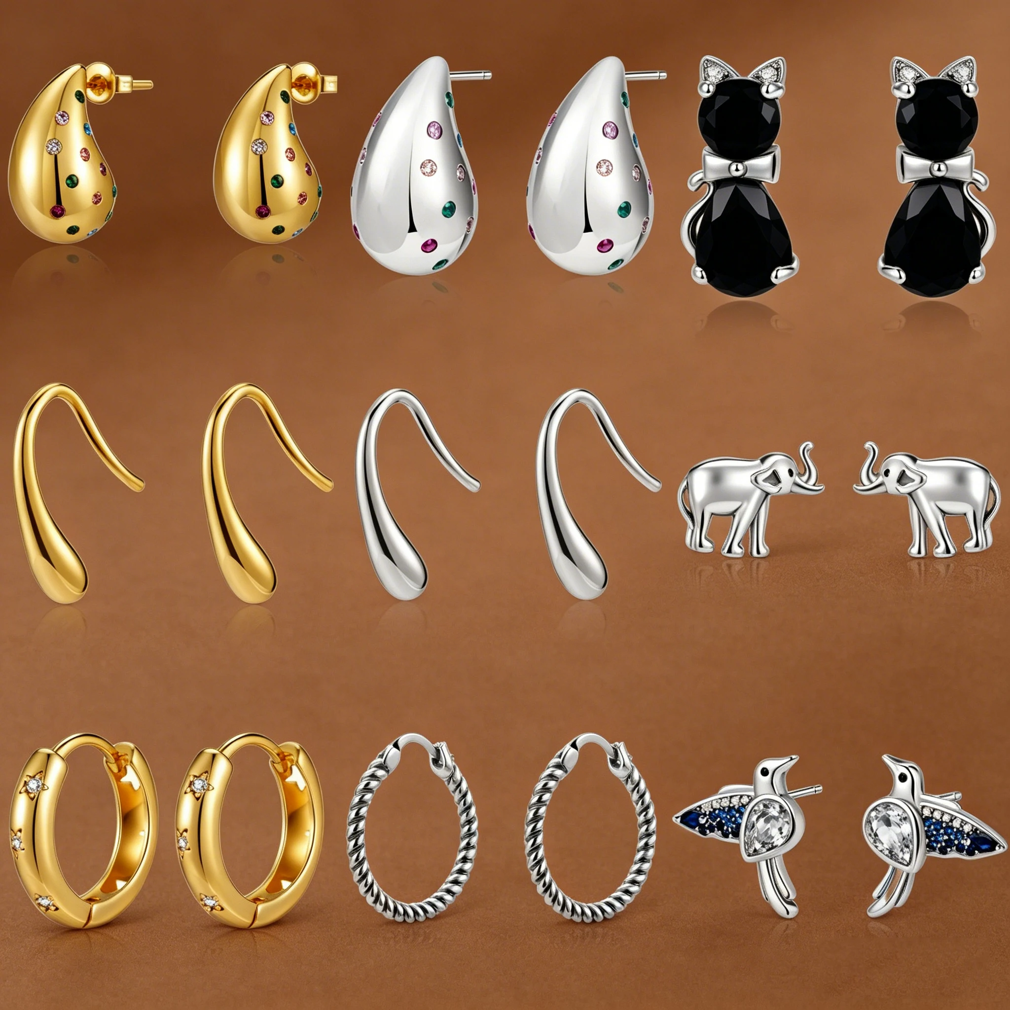 925 Sterling Silver Elephant, Cat, Bird Earrings Fashionable And Exquisite Jewelry Valentine's Day Gift for Women
925 Sterling Silver Elephant, Cat, Bird Earrings Fashionable And Exquisite Jewelry Valentine's Day Gift for Women