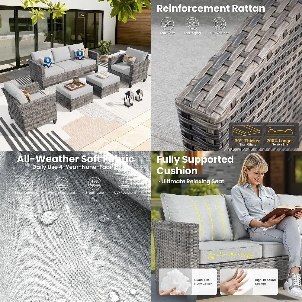 Patio Furniture Set, 5 Pieces Outdoor Wicker Sofa Couch with Chairs, Ottomans and Comfy Cushions, All Weather High Back Rattan
Patio Furniture Set, 5 Pieces Outdoor Wicker Sofa Couch with Chairs, Ottomans and Comfy Cushions, All Weather High Back Rattan