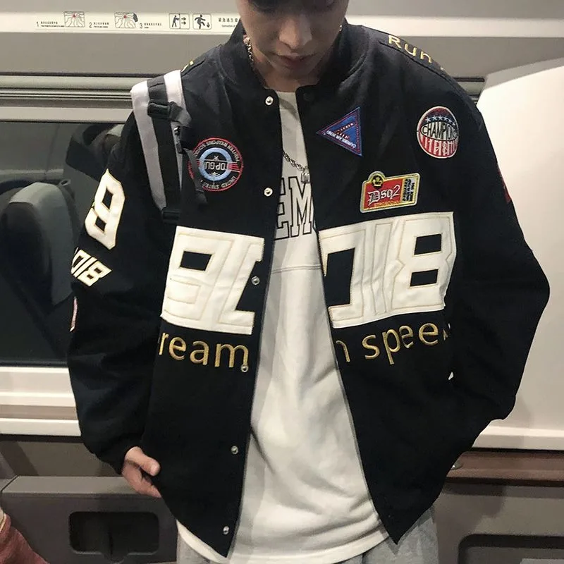 Racing Suit Baseball Uniform Jacket Men's plus Size Embroidery American High Street Motorcycle Jacket Autumn varsity jacket men
Racing Suit Baseball Uniform Jacket Men's plus Size Embroidery American High Street Motorcycle Jacket Autumn varsity jacket men