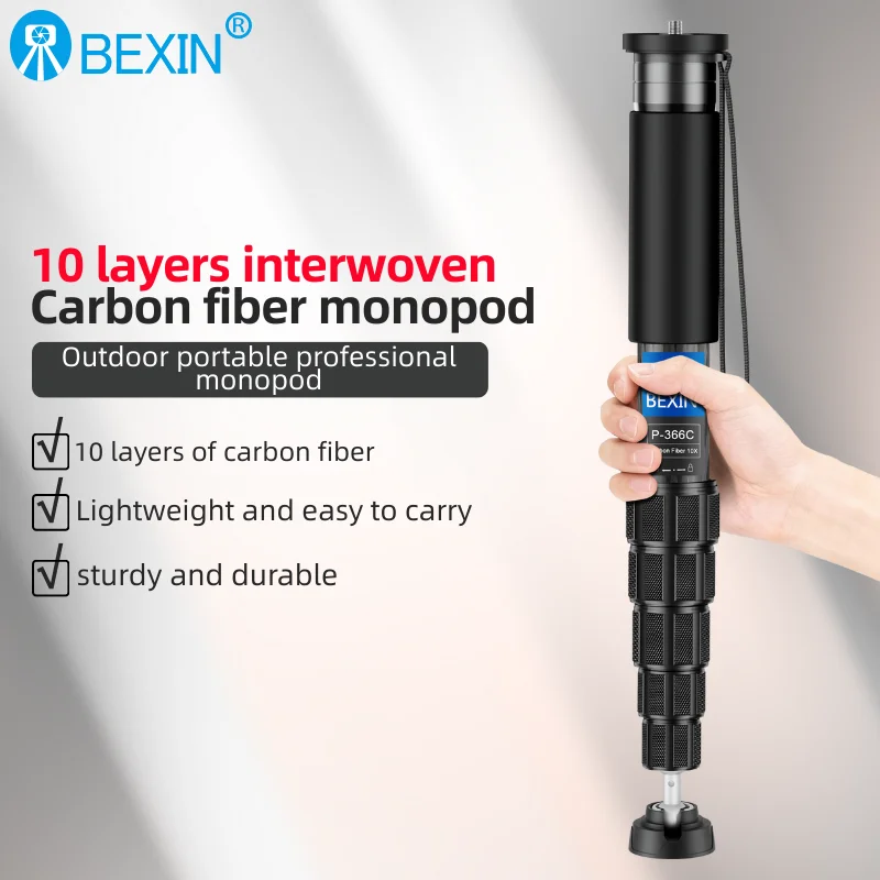 Carbon Fiber Video Stand Lightweight P366C Compact Professional Portable Monopod for Camera
Carbon Fiber Video Stand Lightweight P366C Compact Professional Portable Monopod for Camera