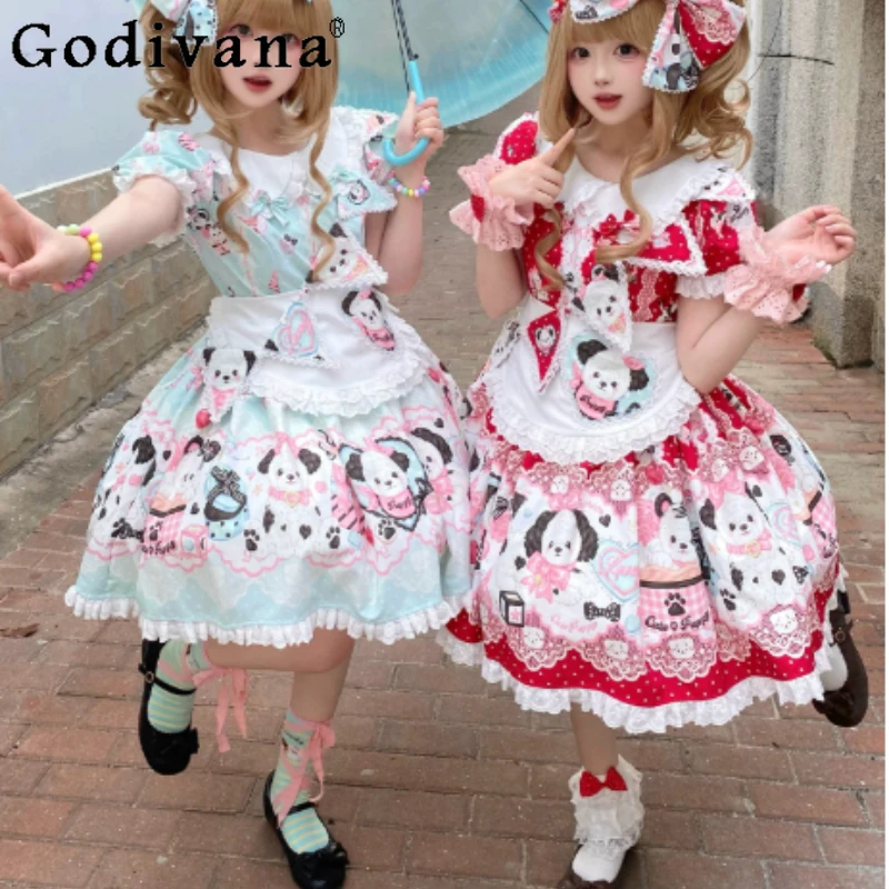 Spring Summer Elegant Lolita Cute Retro Fashion Anime Dress Fashion High Waist A-line Versatile Age Reduction Princess Dresses
Spring Summer Elegant Lolita Cute Retro Fashion Anime Dress Fashion High Waist A-line Versatile Age Reduction Princess Dresses