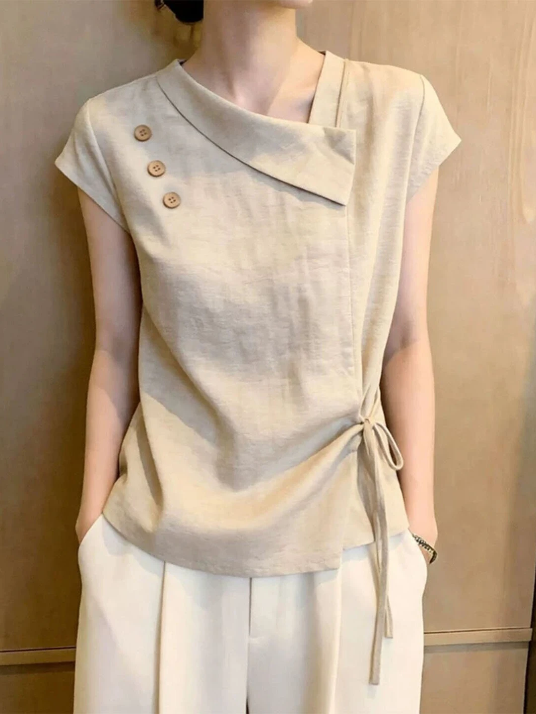 Design Sense Belted Waist Shirt Summer Commute Versatile Color Short Sleeve Women's Top Korean Style Straight Cut
Design Sense Belted Waist Shirt Summer Commute Versatile Color Short Sleeve Women's Top Korean Style Straight Cut