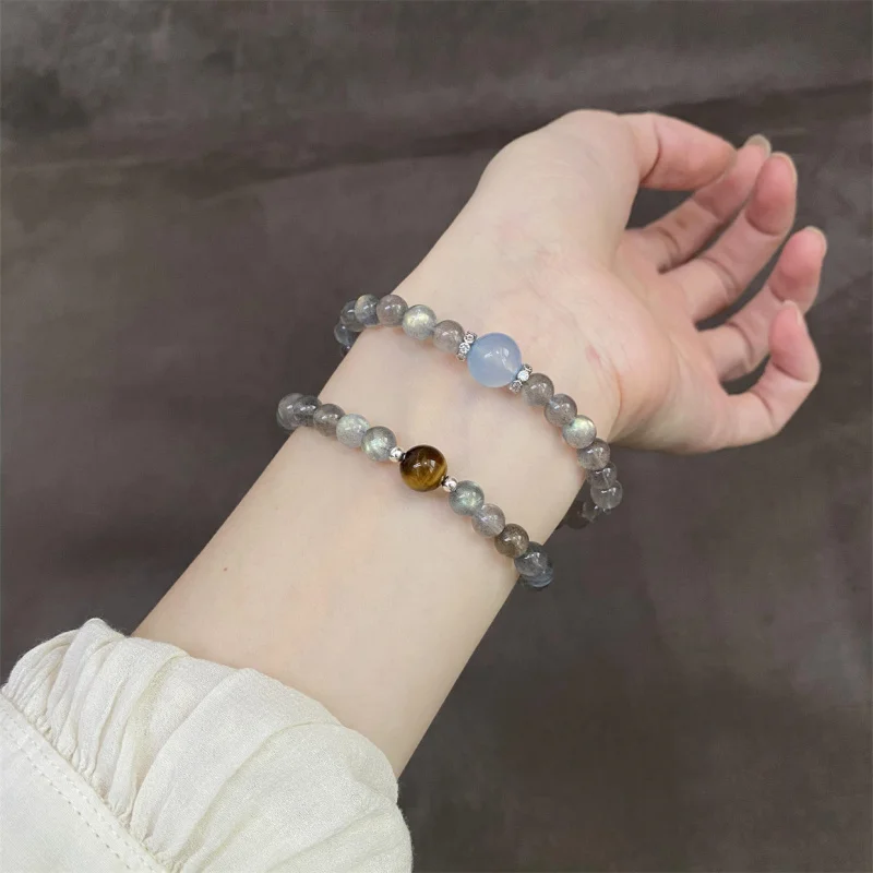 Natural Crystal Bracelet, Aquamarine Tiger Eye Moonstone Double Layer, contain Sterling Silver 925, Jewelry Gift for Girls
Natural Crystal Bracelet, Aquamarine Tiger Eye Moonstone Double Layer, contain Sterling Silver 925, Jewelry Gift for Girls