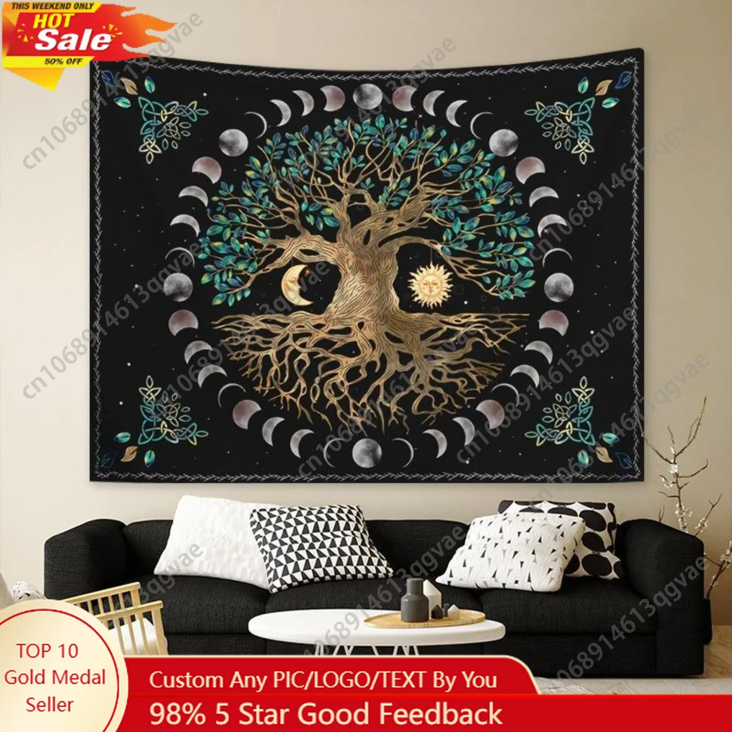 Festival Adornment Tree Pattern Tapestry Boho Mandala Hippie Sun & Moon Pattern Hanging Cloth Fantasy Print Custom Decoration
Festival Adornment Tree Pattern Tapestry Boho Mandala Hippie Sun & Moon Pattern Hanging Cloth Fantasy Print Custom Decoration