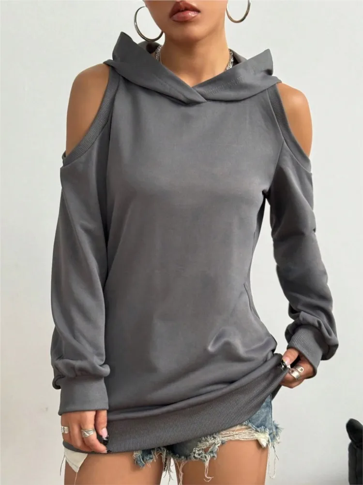 Autumn Winter New Fashion Off-shoulder Drawstring Pullover Hooded Top Women's Casual Solid Color Long-sleeved Hooded Sweatshirt
Autumn Winter New Fashion Off-shoulder Drawstring Pullover Hooded Top Women's Casual Solid Color Long-sleeved Hooded Sweatshirt