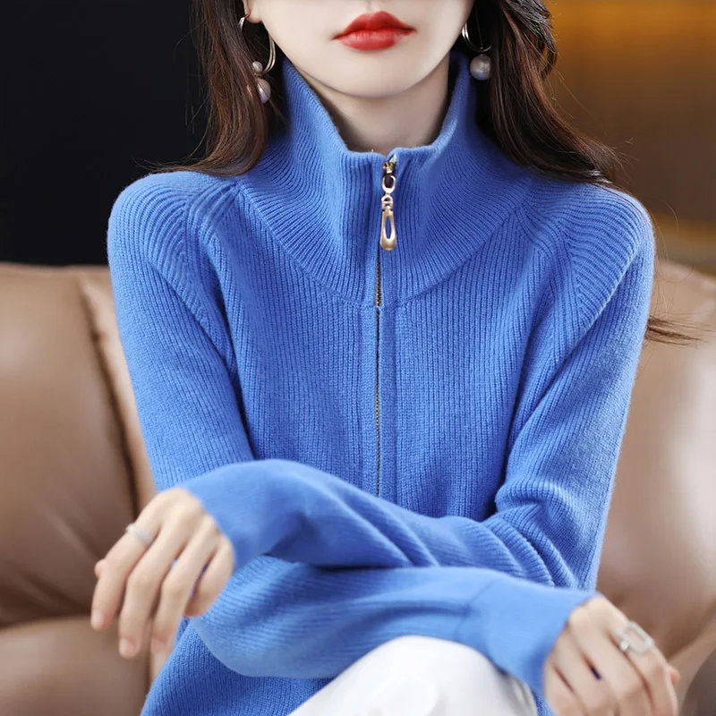 Blue Turtleneck Zipper Pullovers Women 2023 Autumn Winter Fashion Long Sleeve Knit Sweater Female Elegant Jumper Pullover Tops
Blue Turtleneck Zipper Pullovers Women 2023 Autumn Winter Fashion Long Sleeve Knit Sweater Female Elegant Jumper Pullover Tops