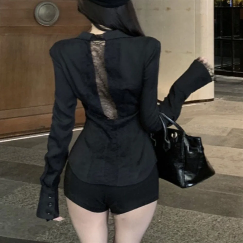 Backless Lace Fashion Black Long Sleeve Shirt Women V Neck Patchwork Elegant Basic Blouse Office Lady Casual White Tops Girls
Backless Lace Fashion Black Long Sleeve Shirt Women V Neck Patchwork Elegant Basic Blouse Office Lady Casual White Tops Girls