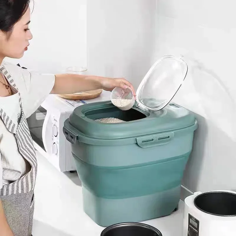 Food Storage Container Foldable Rice Bucket Rice Dispenser with Lids Sealed Grain Moisture Proof Storage Box for Kitchen Home
Food Storage Container Foldable Rice Bucket Rice Dispenser with Lids Sealed Grain Moisture Proof Storage Box for Kitchen Home