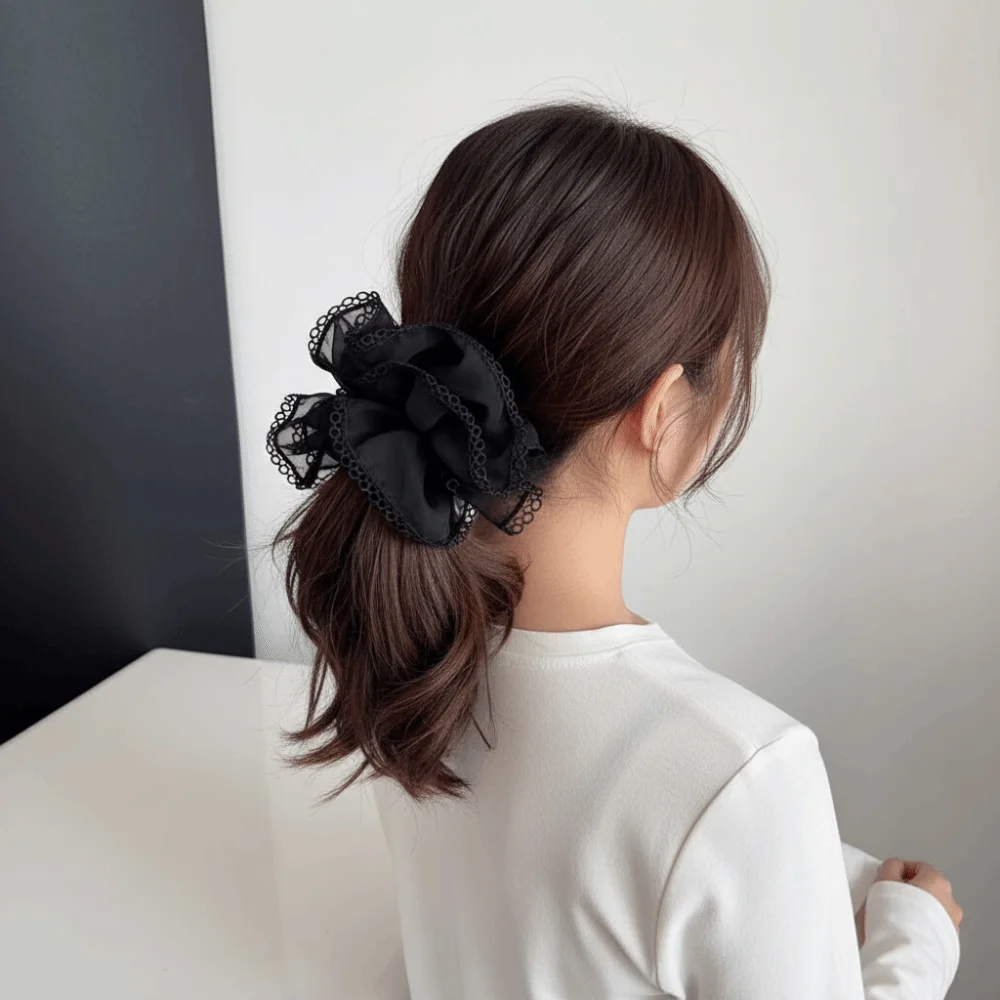 Elastic Lace Trim Mesh Scrunchie Solid Color Headwear Double-layer Mesh Hair Rope Korean Style Sweet Bun Rubber Bands Gifts
Elastic Lace Trim Mesh Scrunchie Solid Color Headwear Double-layer Mesh Hair Rope Korean Style Sweet Bun Rubber Bands Gifts