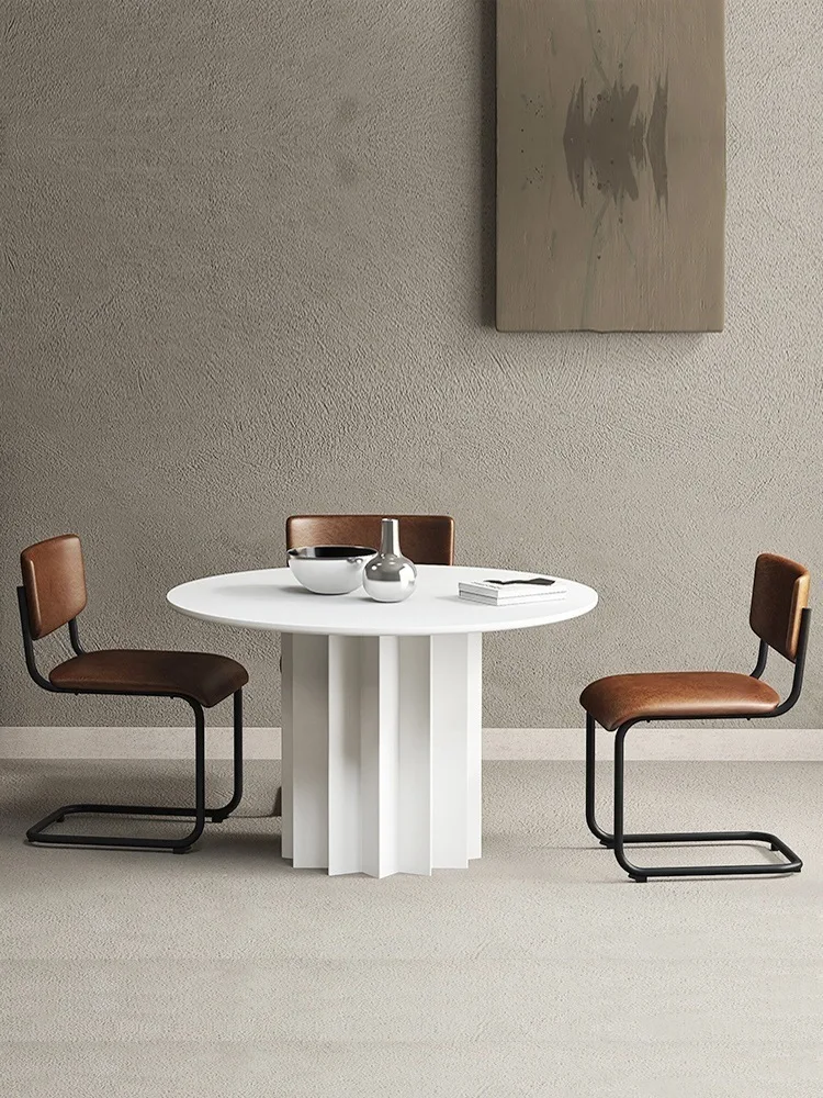 Small family cream style hotel restaurant solid wood round table modern simple family living room French light luxury round
Small family cream style hotel restaurant solid wood round table modern simple family living room French light luxury round