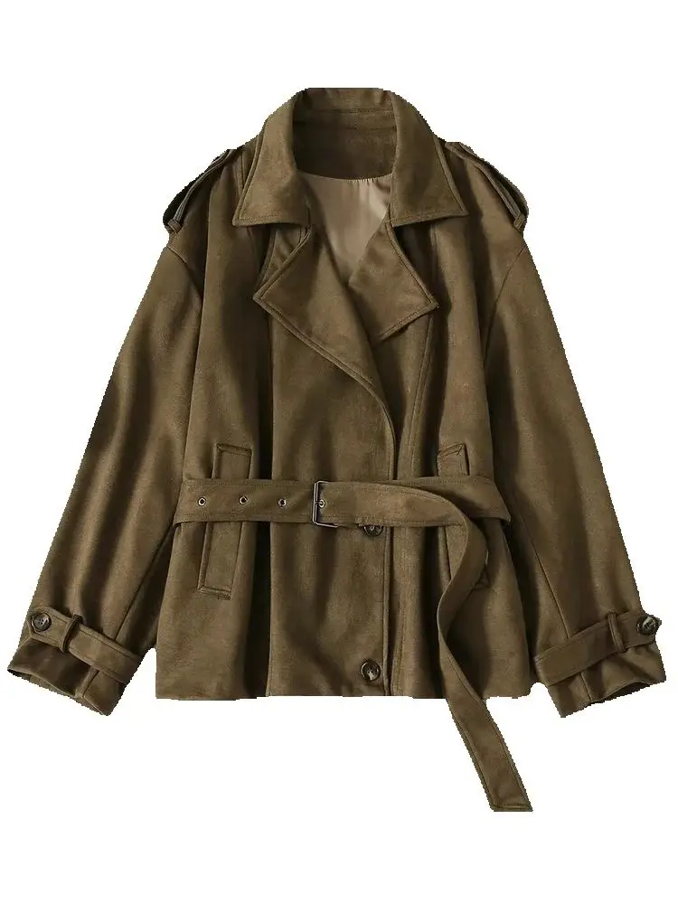 2025 Autumn Winter Women's European & American Retro Loose Faux Leather Suede Jackets Lady Street Lace Up Buttons Trench Coats
2025 Autumn Winter Women's European & American Retro Loose Faux Leather Suede Jackets Lady Street Lace Up Buttons Trench Coats