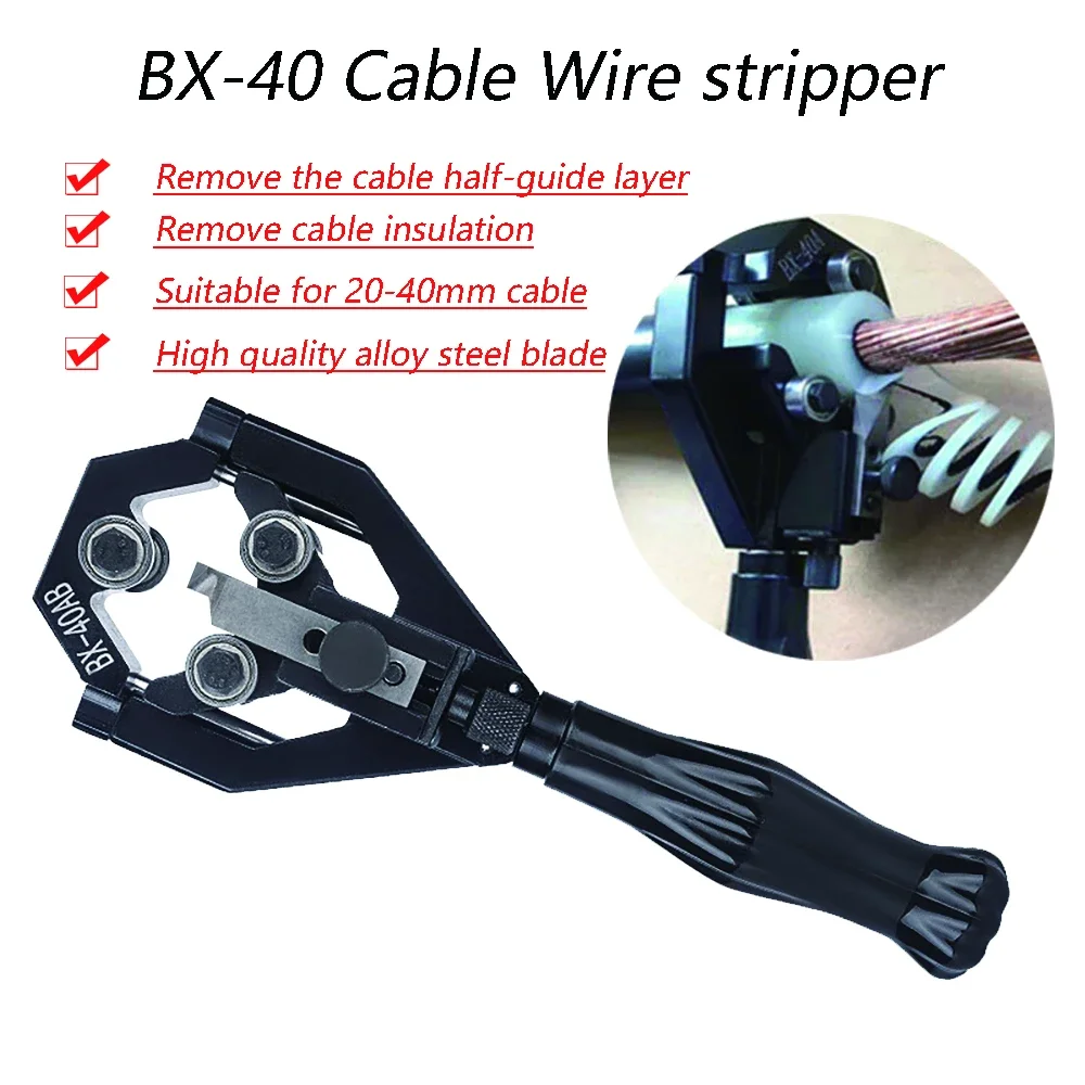 BX-40 Electrician Wire Stripper Plier 20-40mm High Voltage Cable End Semiconductor and Insulation Adjustable Stripping Pliers
BX-40 Electrician Wire Stripper Plier 20-40mm High Voltage Cable End Semiconductor and Insulation Adjustable Stripping Pliers