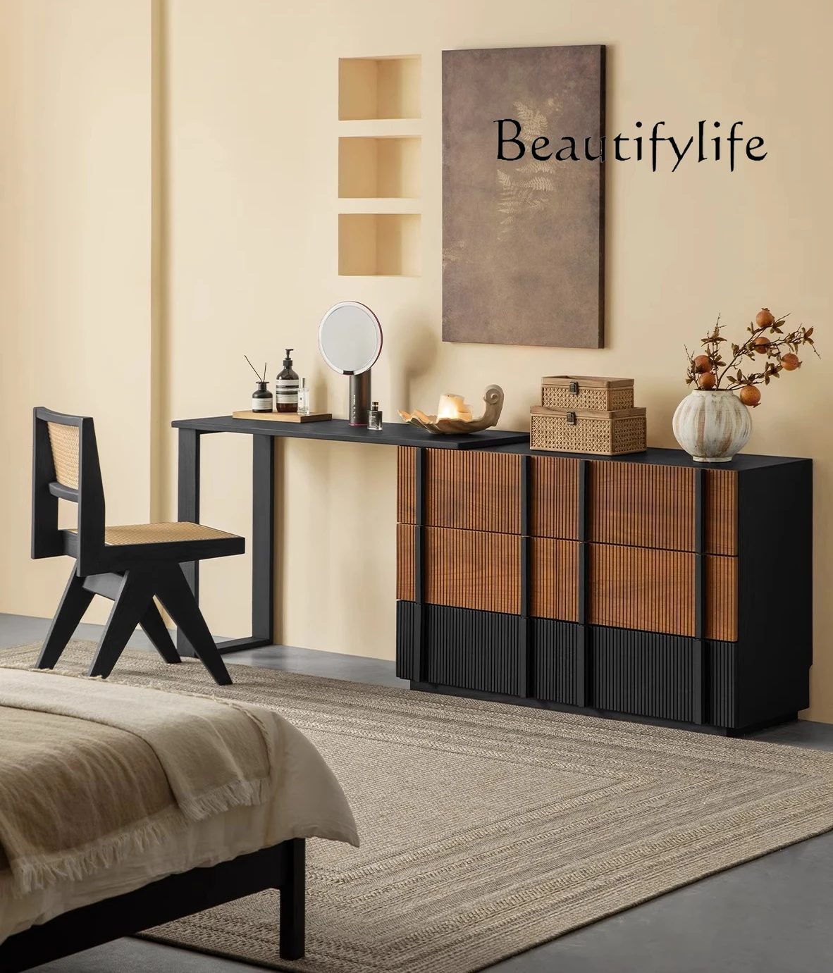Dresser teak, solid wood chest integrated bedroom retractable corner makeup table designer model
Dresser teak, solid wood chest integrated bedroom retractable corner makeup table designer model