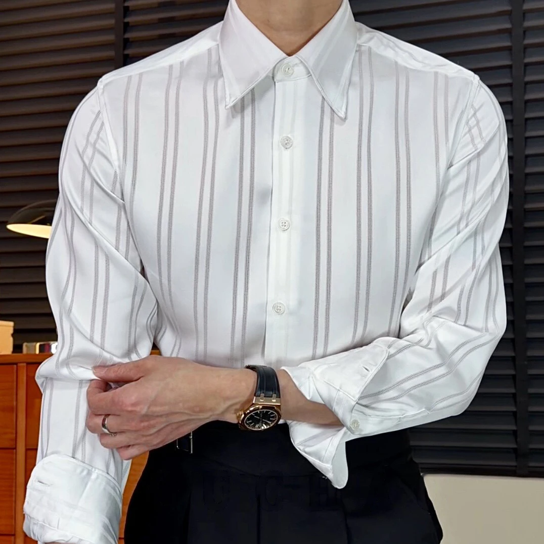 2026 Italian Style Long Pointed Collar Shirt For Men Streetwear Striped Shirts Men Dress Wear Wedding Business Mens Casual Shirt
2026 Italian Style Long Pointed Collar Shirt For Men Streetwear Striped Shirts Men Dress Wear Wedding Business Mens Casual Shirt