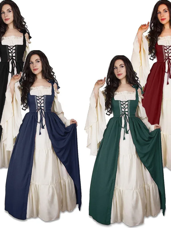 Renaissance Medieval Gown Belted Waist Stage Performance Costume Courtwardly Retro Dress Chinese Production Women's Fashion
Renaissance Medieval Gown Belted Waist Stage Performance Costume Courtwardly Retro Dress Chinese Production Women's Fashion