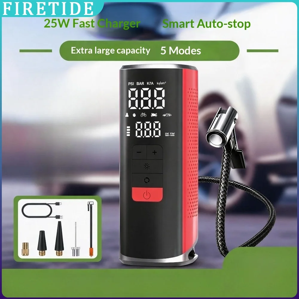 Cordless Portable Tire Inflator 150PSI 120W 6000mAh Digital Air Compressor 8-in-1 Multi-Function Pump with Power Bank &LED Light
Cordless Portable Tire Inflator 150PSI 120W 6000mAh Digital Air Compressor 8-in-1 Multi-Function Pump with Power Bank &LED Light