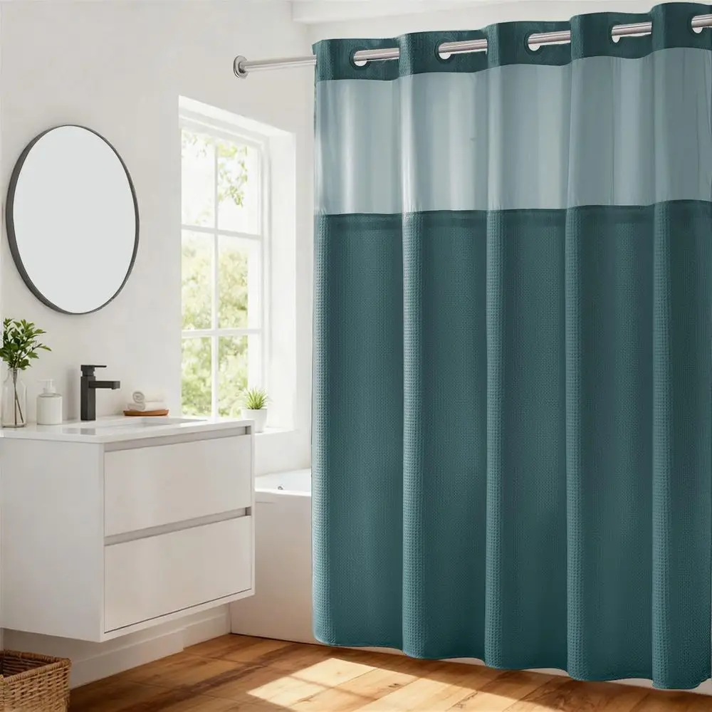 Роскошная занавеска для душа в стиле спа с точечным узором и вставным вкладышем, 71x74, бирюзовый цвет
Роскошная занавеска для душа в стиле спа с точечным узором и вставным вкладышем, 71x74, бирюзовый цвет