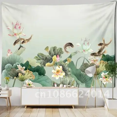Ink Lotus Tapestry Wall Hanging Background Painting Koi Bohemian Simple Chinese Style Aesthetics Home Decor
Ink Lotus Tapestry Wall Hanging Background Painting Koi Bohemian Simple Chinese Style Aesthetics Home Decor