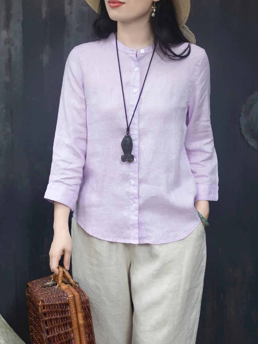 Jiangnan Artistic Minimalist Pure Color Stand Collar Loose Linen Shirt Breathable Comfortable Casual Top Women's Fashion
Jiangnan Artistic Minimalist Pure Color Stand Collar Loose Linen Shirt Breathable Comfortable Casual Top Women's Fashion