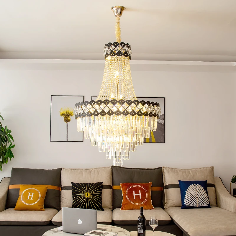 Crystal Chandeliers Light Luxury Simple Modern Duplex Staircase Long Hanging Lamp Villa Hotel Gold Light Fixture Lustre E14
Crystal Chandeliers Light Luxury Simple Modern Duplex Staircase Long Hanging Lamp Villa Hotel Gold Light Fixture Lustre E14