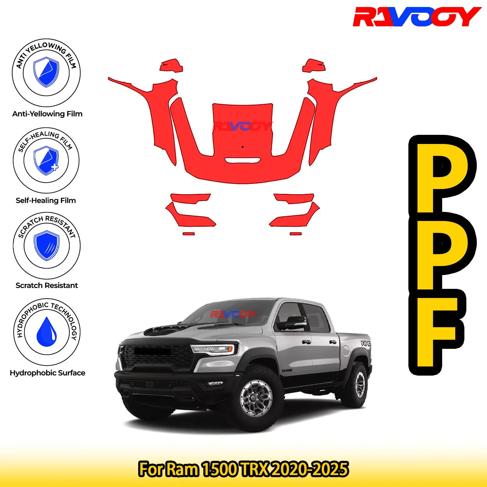 Для Ram 1500 TRX 2020-2025 глянцевая матовая черная предварительно вырезанная передняя защитная пленка PPF для защиты от краски
Для Ram 1500 TRX 2020-2025 глянцевая матовая черная предварительно вырезанная передняя защитная пленка PPF для защиты от краски