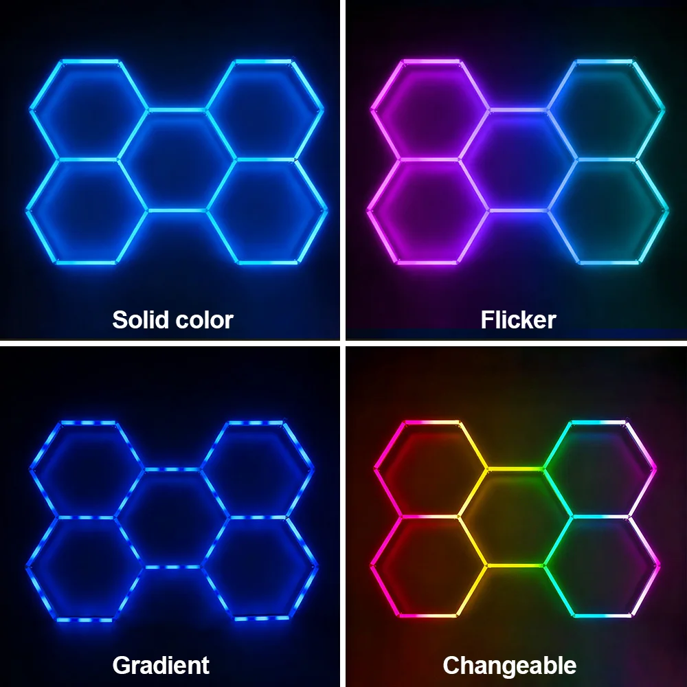 Smart RGB honeycomb hexagonal LED lights with music function for mobile remote control, suitable for gaming and esports rooms
Smart RGB honeycomb hexagonal LED lights with music function for mobile remote control, suitable for gaming and esports rooms