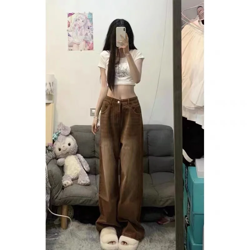plus Size Women's Vintage American Coffee Color Denim Pants High Waist Straight Leg Wide Leg Trousers Spring Autumn Trendy
plus Size Women's Vintage American Coffee Color Denim Pants High Waist Straight Leg Wide Leg Trousers Spring Autumn Trendy
