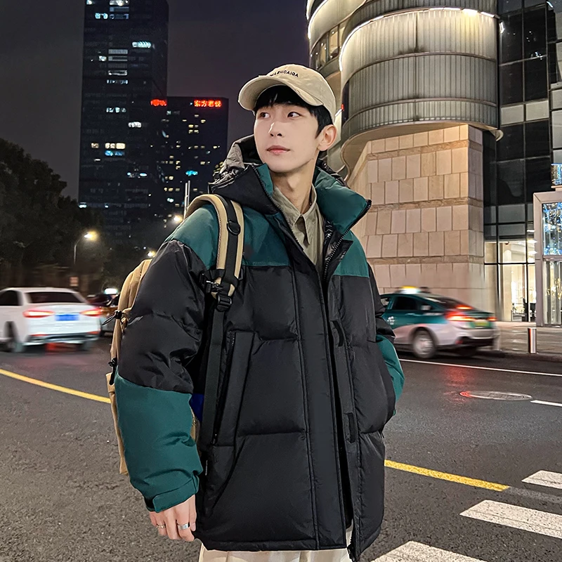 New 2025 Men's down Jaet ort Hooded Spliced Faion Loose Couple Outerwear Polyester Fiber White Du down Filling
New 2025 Men's down Jaet ort Hooded Spliced Faion Loose Couple Outerwear Polyester Fiber White Du down Filling