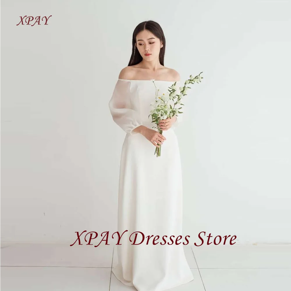 XPAY Simple Off Shoulder Korea Wedding Dresses Puff Long Sleeves Soft Satin Bridal Gowns Plain Customized Plus Size
XPAY Simple Off Shoulder Korea Wedding Dresses Puff Long Sleeves Soft Satin Bridal Gowns Plain Customized Plus Size