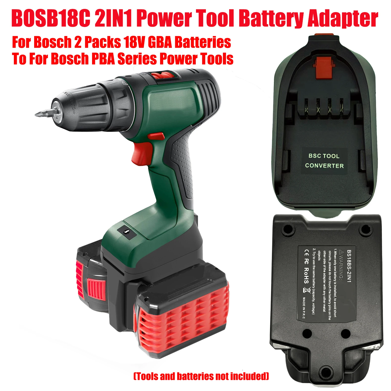 HAKSINKY BOSB18C 2-in-1 Battery Adapter for Bosch 2 Packs 18V GBA Batteries Convert To for Bosch PBA Series Battery Tools Use
HAKSINKY BOSB18C 2-in-1 Battery Adapter for Bosch 2 Packs 18V GBA Batteries Convert To for Bosch PBA Series Battery Tools Use