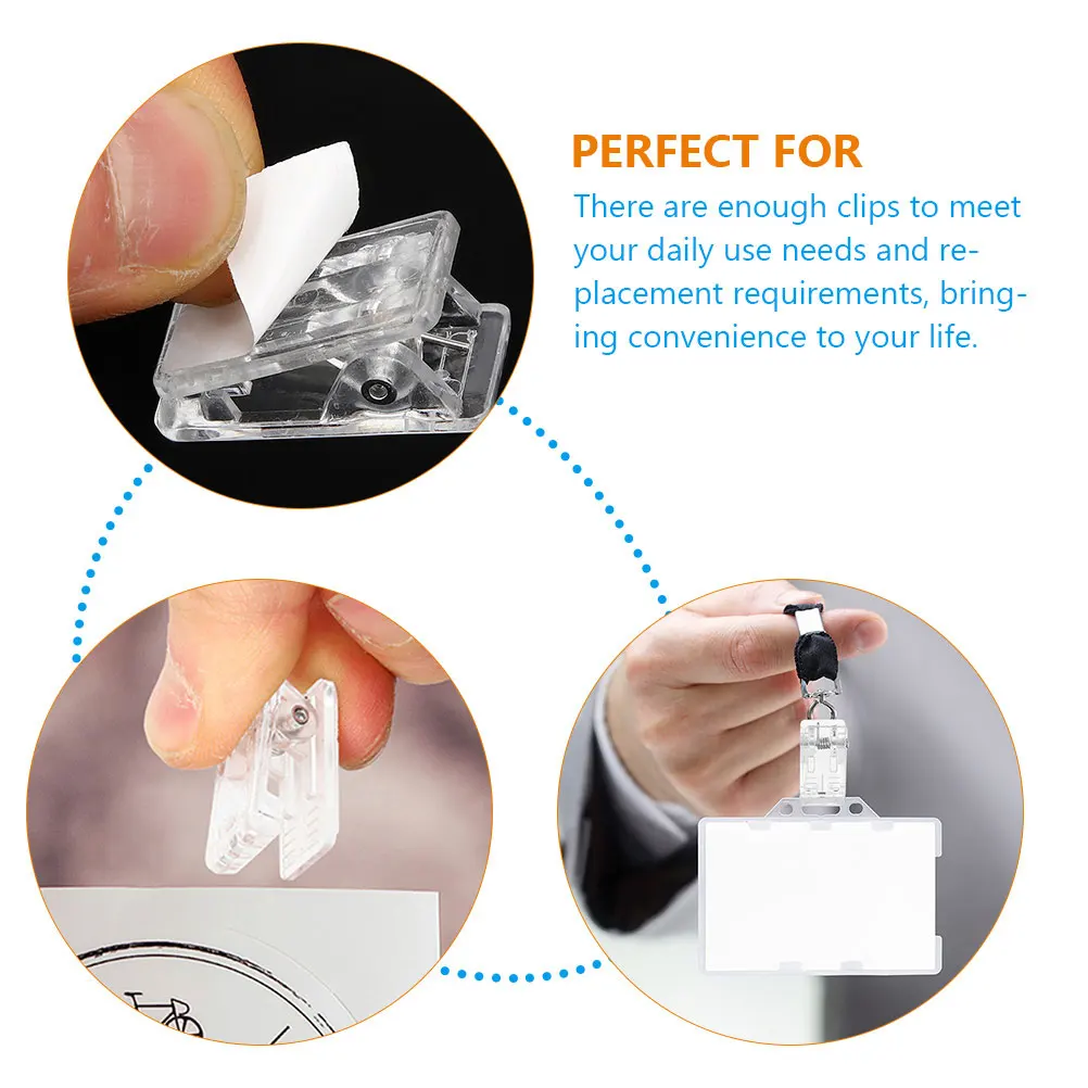 10pcs Transparent ID Badge Clips Double Sided Adhesive Card Holders Plastic Spring Clips for Office Events
10pcs Transparent ID Badge Clips Double Sided Adhesive Card Holders Plastic Spring Clips for Office Events