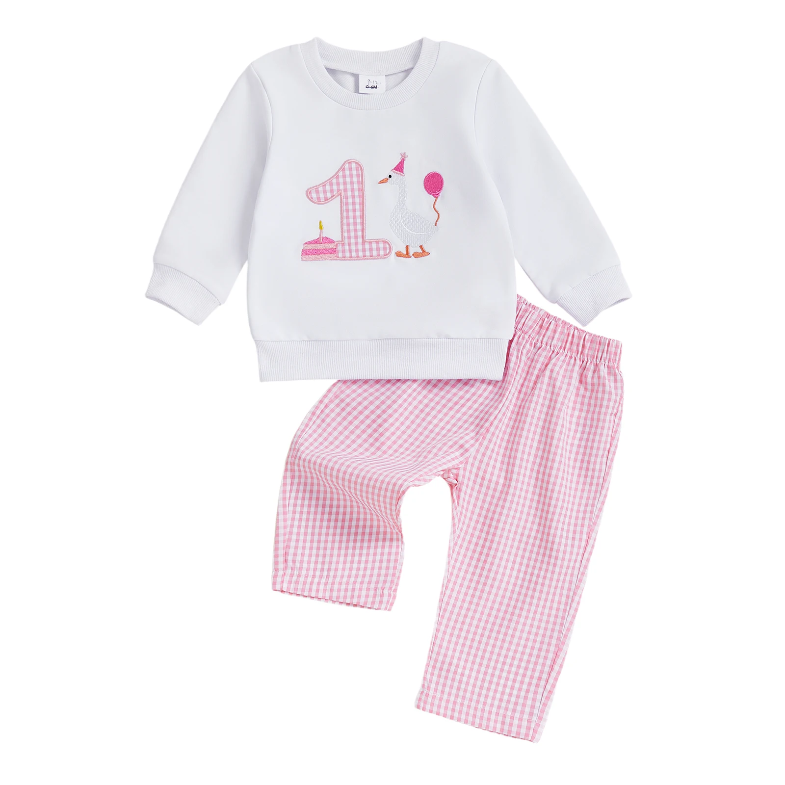 Baby First Birthday Outfit Goose Embroidered Long Sleeve Sweatshirt Plaid Pants 2 Piece Set
Baby First Birthday Outfit Goose Embroidered Long Sleeve Sweatshirt Plaid Pants 2 Piece Set