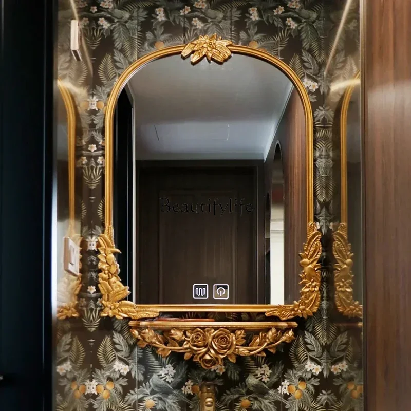 European-Style Retro Wall-Mounted Bathroom Mirror Carved Smart Anti-Fog Bathroom Decorative Mirror
European-Style Retro Wall-Mounted Bathroom Mirror Carved Smart Anti-Fog Bathroom Decorative Mirror