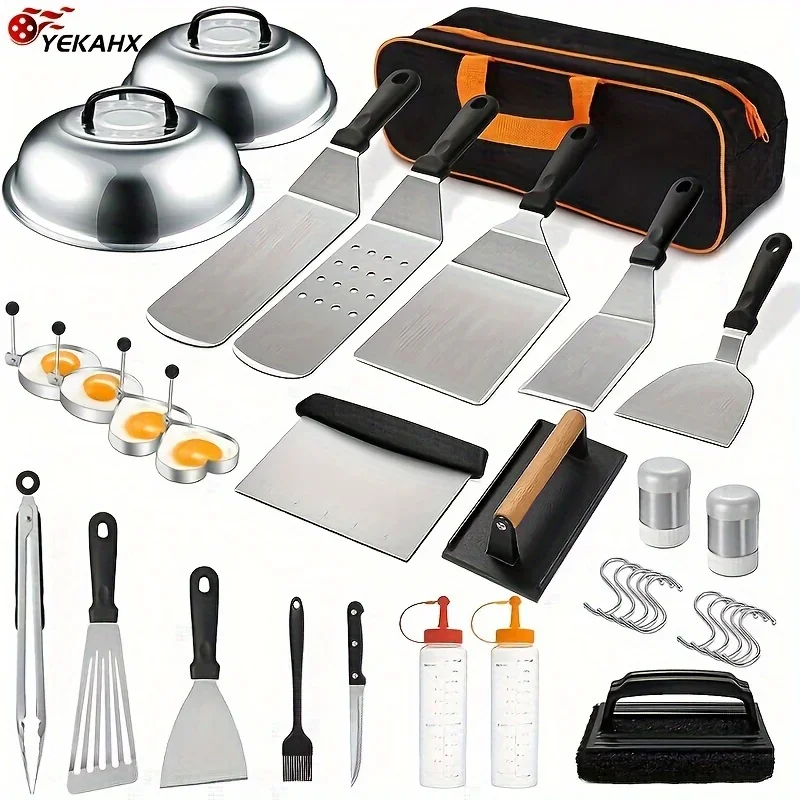 34PCS Griddle Accessories Kit, Flat Top Grill Accessories Set, Grill Spatula Set With Enlarged Spatulas, Basting Cover, Scraper For Outdoor Barbecue
34PCS Griddle Accessories Kit, Flat Top Grill Accessories Set, Grill Spatula Set With Enlarged Spatulas, Basting Cover, Scraper For Outdoor Barbecue