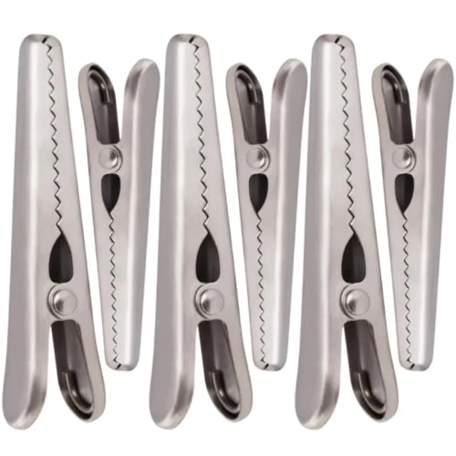 6-Piece Heavy Duty Stainless Steel Food Clips Set, Alligator Style Bag Sealing Clips for Snacks, Bread, Coffee Storage, Silver
6-Piece Heavy Duty Stainless Steel Food Clips Set, Alligator Style Bag Sealing Clips for Snacks, Bread, Coffee Storage, Silver