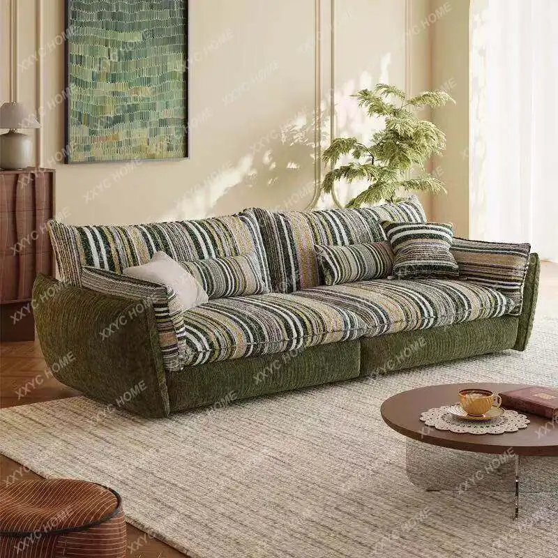 L striped fabric sofa retro green chenille three people full dismantling and washing color matching antique
L striped fabric sofa retro green chenille three people full dismantling and washing color matching antique