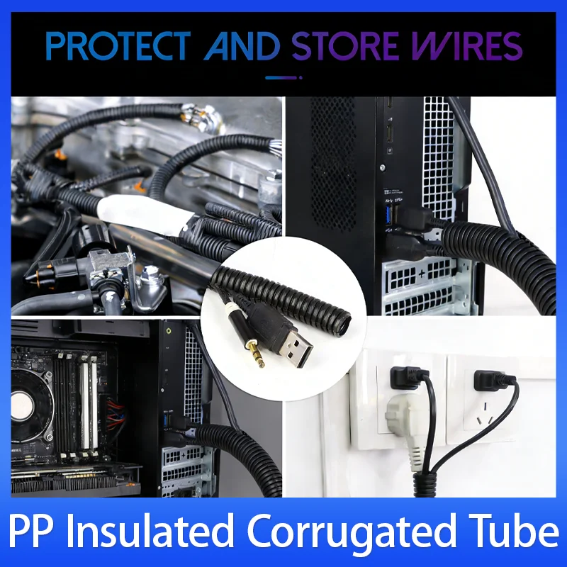 1-10m Black PP Corrugated Split Conduit 7.5-34.5mm Wire Harness Protection Sleeve for Automotive Industrial Cable Protection
1-10m Black PP Corrugated Split Conduit 7.5-34.5mm Wire Harness Protection Sleeve for Automotive Industrial Cable Protection