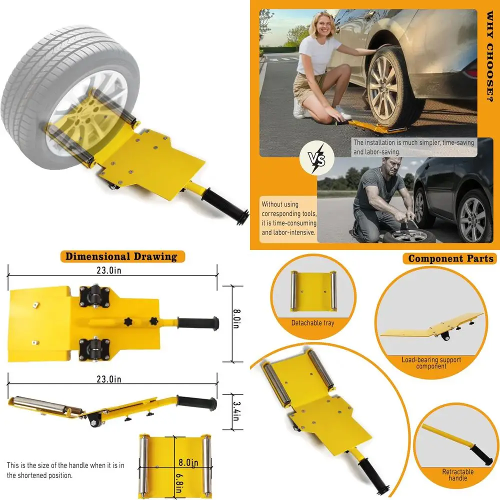 Heavy Duty Tire Lifting Tool with Extendable Handle, Adjustable Tire Dolly and Tire Lift Caddy for Car SUV Truck Tire Installati
Heavy Duty Tire Lifting Tool with Extendable Handle, Adjustable Tire Dolly and Tire Lift Caddy for Car SUV Truck Tire Installati
