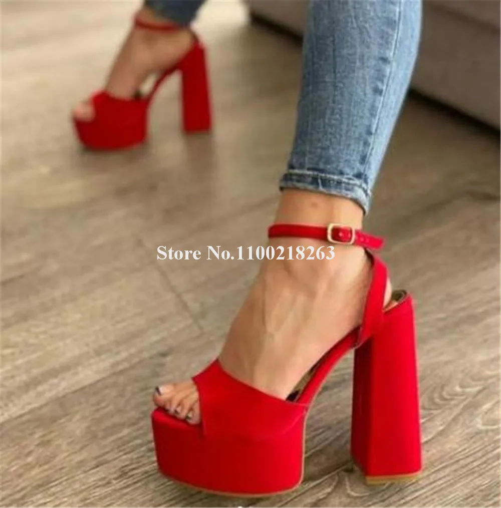 Women High Platform Chunky Heel Sandals Sexy Open Toe Red Black Blue Suede Blcok Heel Dress Shoes Party Heels Big Size Pumps
Women High Platform Chunky Heel Sandals Sexy Open Toe Red Black Blue Suede Blcok Heel Dress Shoes Party Heels Big Size Pumps
