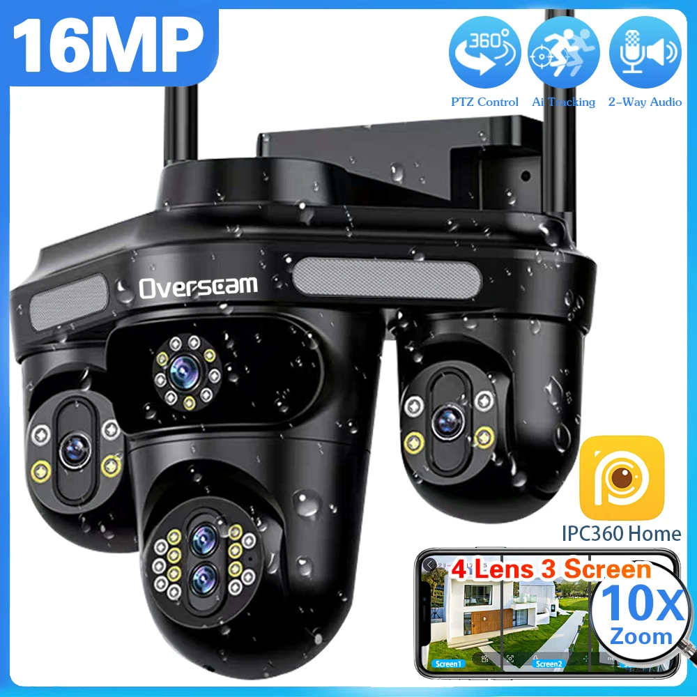 8K 16MP HD четыре объектива PTZ 10X PTZ камера с зумом уличная трехэкранная Wi-Fi безопасность 360 ° Беспроводная камера видеонаблюдения для умного дома с автоматическим отслеживанием
8K 16MP HD четыре объектива PTZ 10X PTZ камера с зумом уличная трехэкранная Wi-Fi безопасность 360 ° Беспроводная камера видеонаблюдения для умного дома с автоматическим отслеживанием