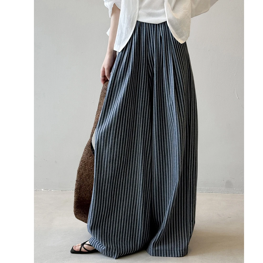 Женские летние повседневные хлопковые и льняные полосатые брюки с высокой талией, широкие прямые брюки, женская удобная одежда, брюки
Женские летние повседневные хлопковые и льняные полосатые брюки с высокой талией, широкие прямые брюки, женская удобная одежда, брюки