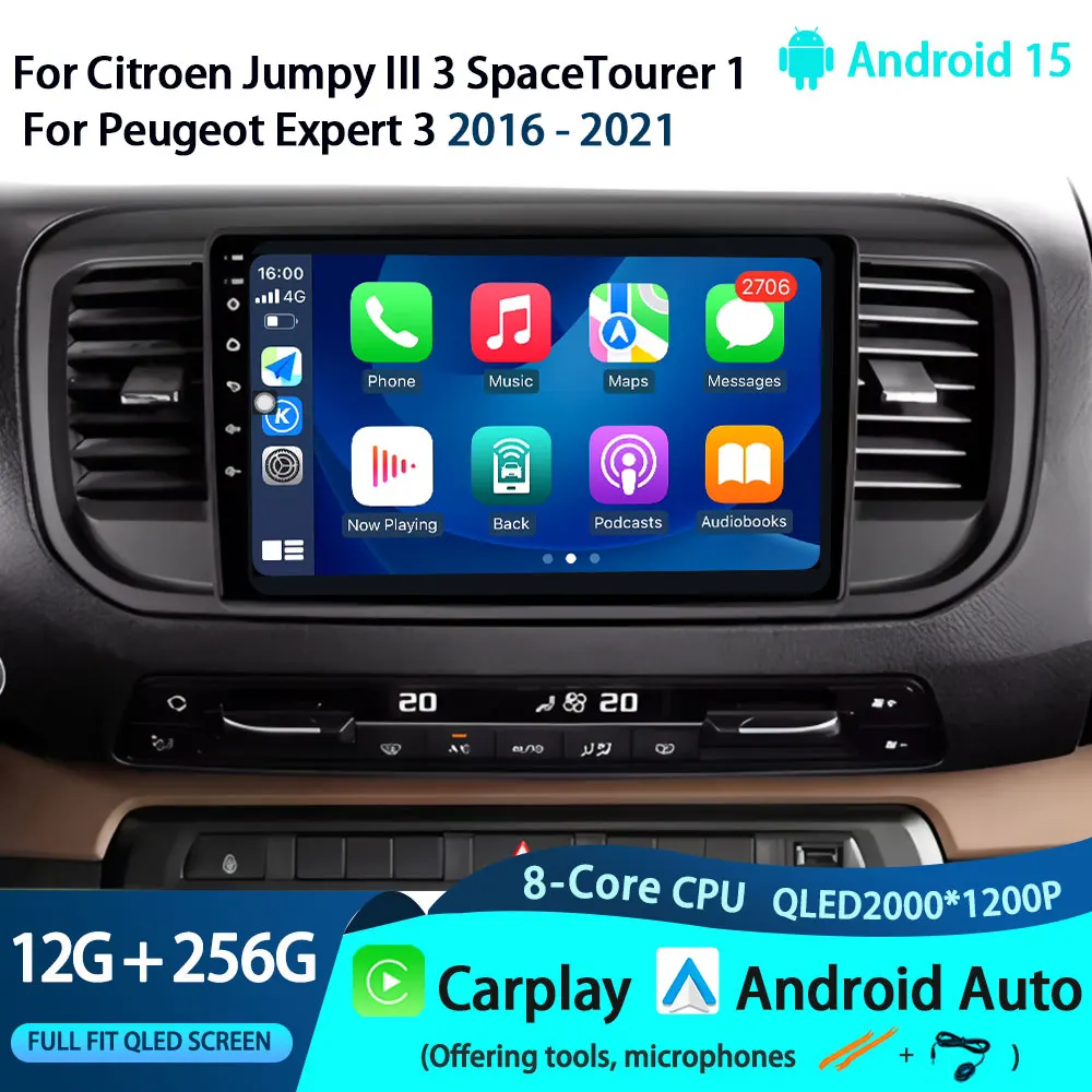 For Citroen Jumpy III 3 SpaceTourer 1 For Peugeot Expert 3 2016 2017 2018 - 2021 Android 15 Carplay Car Radio Multimedia Player
For Citroen Jumpy III 3 SpaceTourer 1 For Peugeot Expert 3 2016 2017 2018 - 2021 Android 15 Carplay Car Radio Multimedia Player