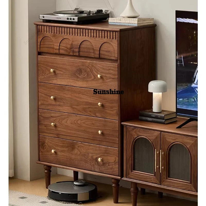 North American black walnut solid wood chest, French retro storage cabinet
North American black walnut solid wood chest, French retro storage cabinet