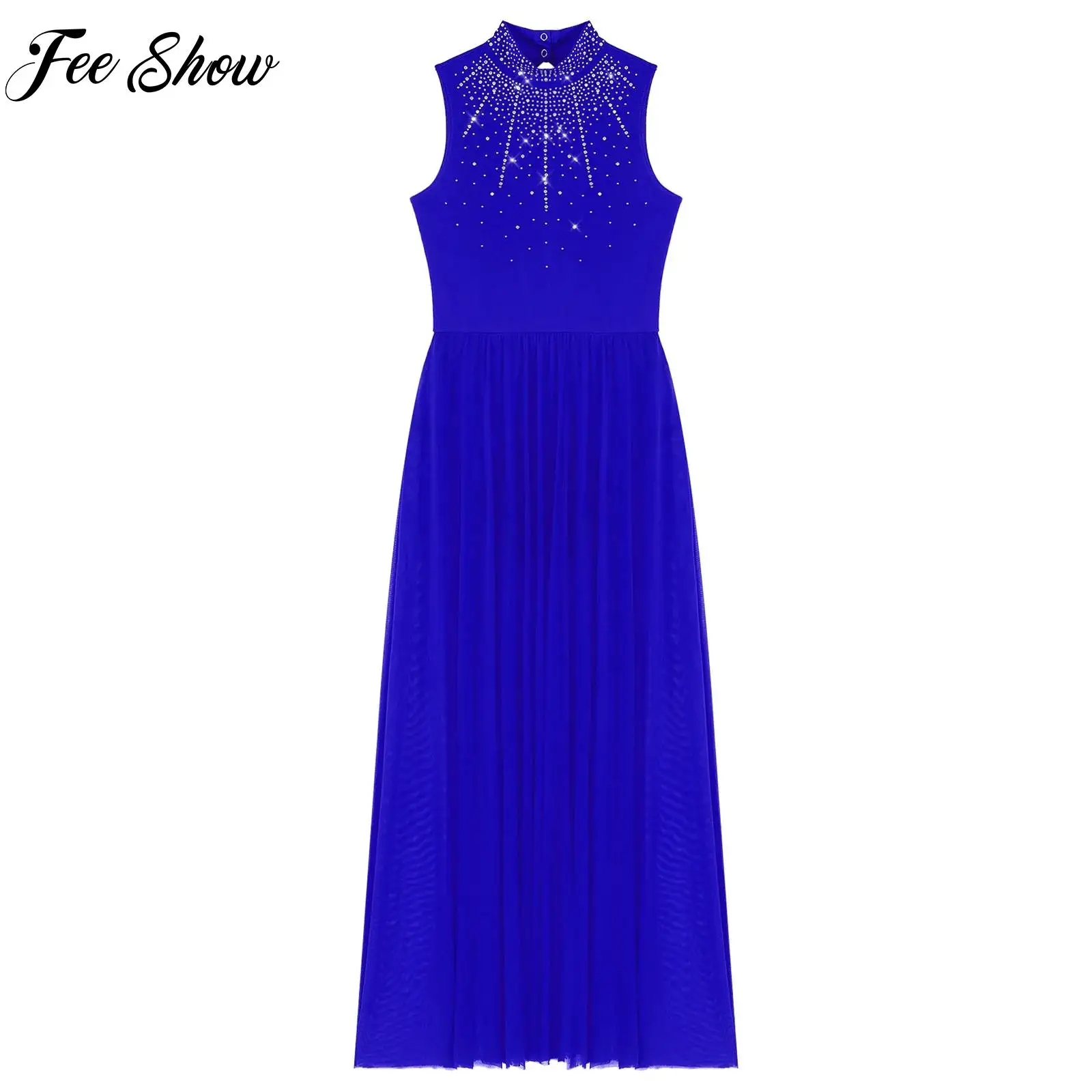 Womens Sleeveless Lyrical Dance Dresses Cutout Back Wide Hemline Rhinestones Dress Modern Performance Dancewear for S-XL Size
Womens Sleeveless Lyrical Dance Dresses Cutout Back Wide Hemline Rhinestones Dress Modern Performance Dancewear for S-XL Size