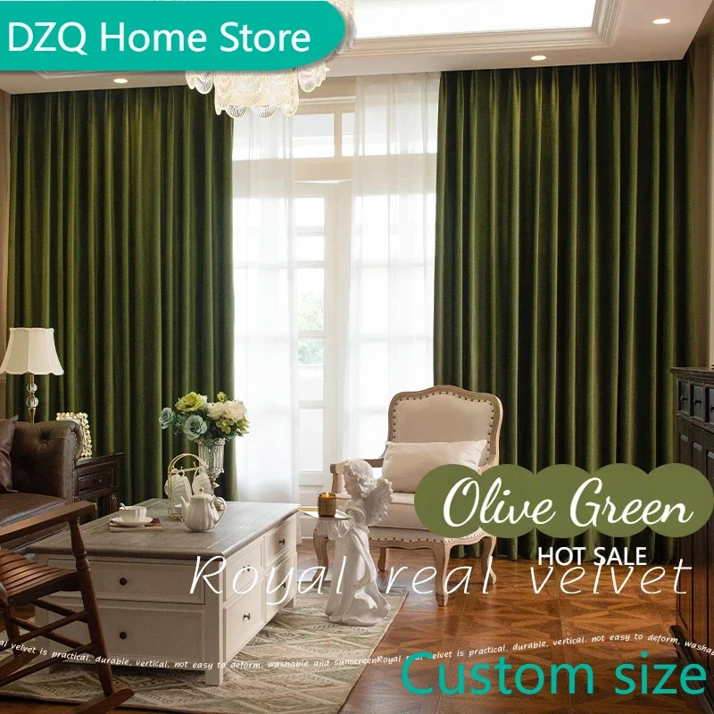 French Retro Elegant Olive Green Curtains Minimalist Royal Velvet Blackout and Heat-insulating Curtains for Bedroom Living Room
French Retro Elegant Olive Green Curtains Minimalist Royal Velvet Blackout and Heat-insulating Curtains for Bedroom Living Room